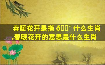 春暧花开是指 🌴 什么生肖,春暖花开的意思是什么生肖